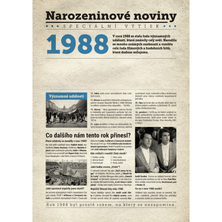 Narozeninové noviny 1988  s vlastním textem