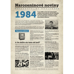 Narozeninové noviny 1984 s vlastním textem a fotografií