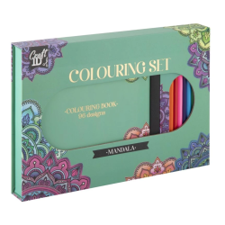 Omalovánková kniha s pastelkami - mandala