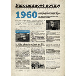 Narozeninové noviny 1960 s vlastním textem a fotografií