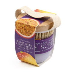 Dárková sada cukrového peelingu a kartáčku – Mango & Passionfruit
