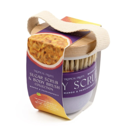 Dárková sada cukrového peelingu a kartáčku – Mango & Passionfruit